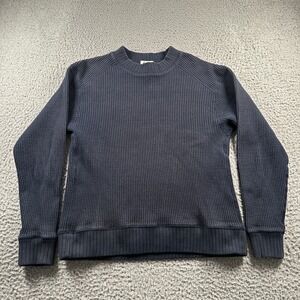 Jackman Tanabe Meriyasu Sweater Mens XL Navy Waffle Thermal Crewneck Japan